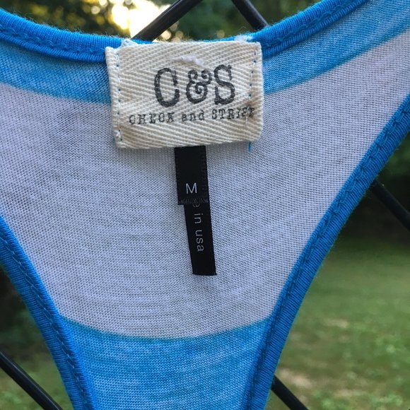 Check & Stripe Blue & Gray Striped Tank - Picture 3 of 3